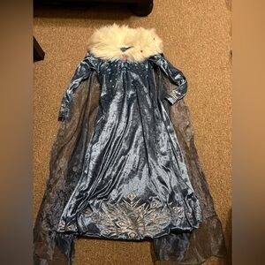 Elsa Blue Kids Dress with Faux Fur Collar